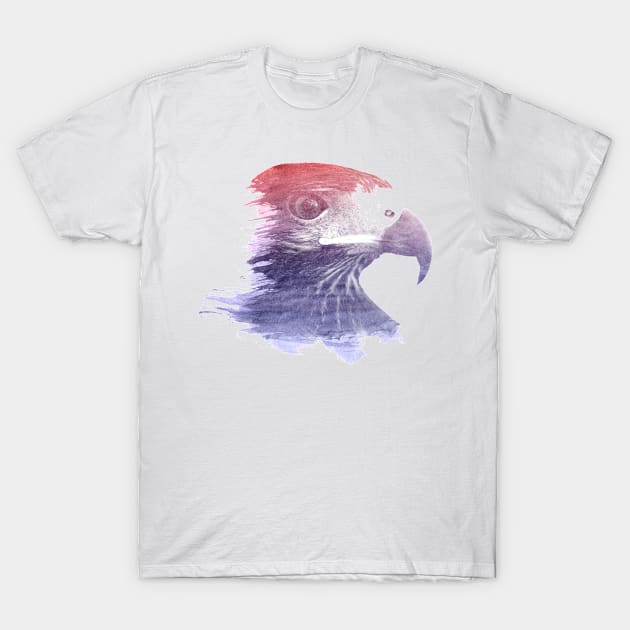 Eagle Superimposed Watercolor T-Shirt by deificusArt